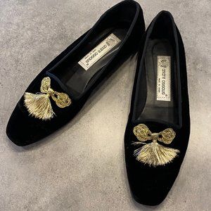 Andre Assous Black Velvet flats with Tassels